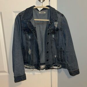 Charlotte Russe Refuge Ripped Denim Jean Jacket (Size Large)